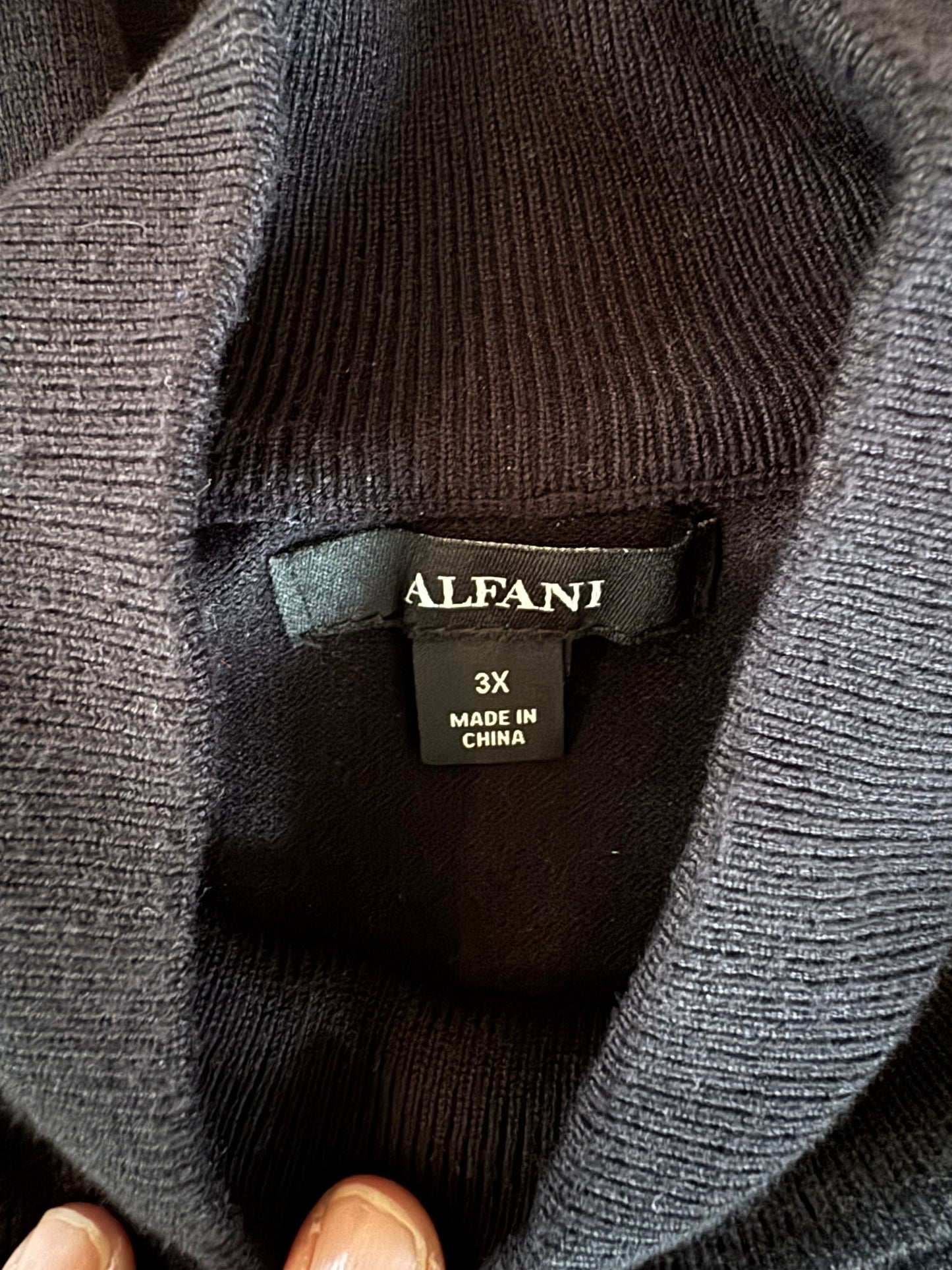 Alfani Luxurious Black Sweater with Faux Fur & Studs – 3X