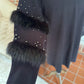Alfani Luxurious Black Sweater with Faux Fur & Studs – 3X