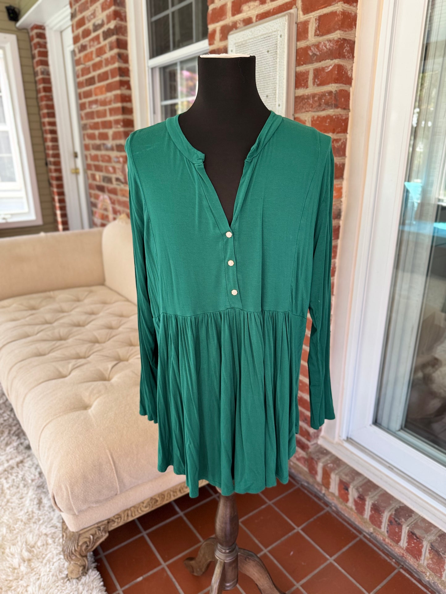 Allegrace Luxe Green Dress Top – Flattering Fit, Bold Style, 3X