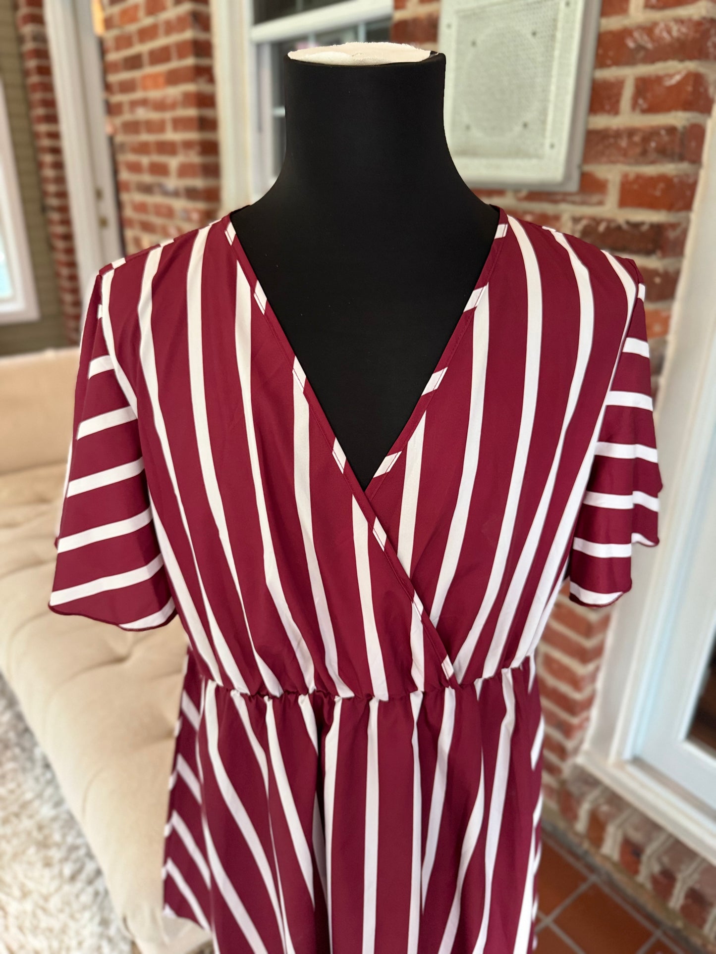 Amazon Chic Brown Pinstripe Dress – Confidence in Every Stitch, 3X