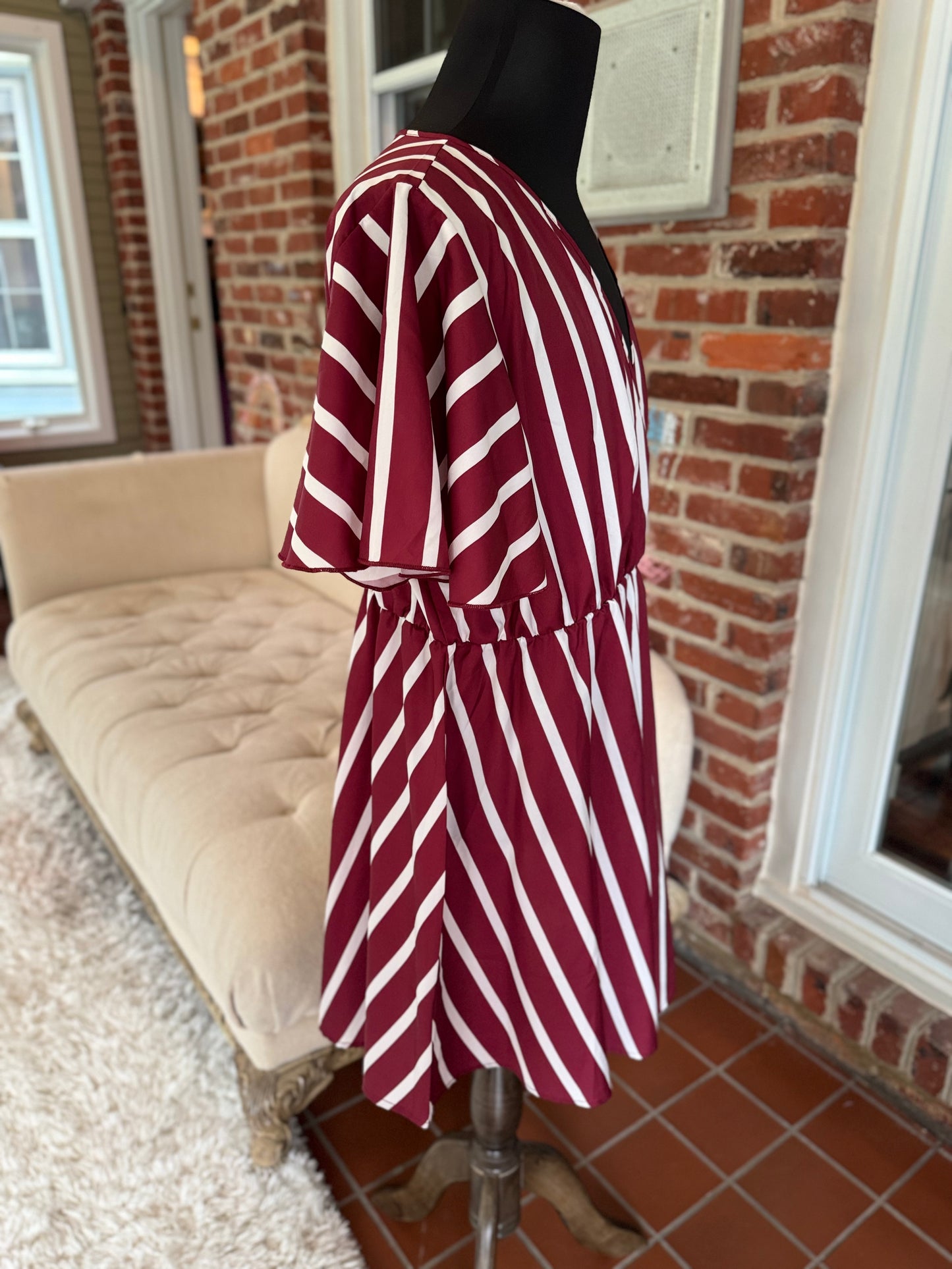 Amazon Chic Brown Pinstripe Dress – Confidence in Every Stitch, 3X