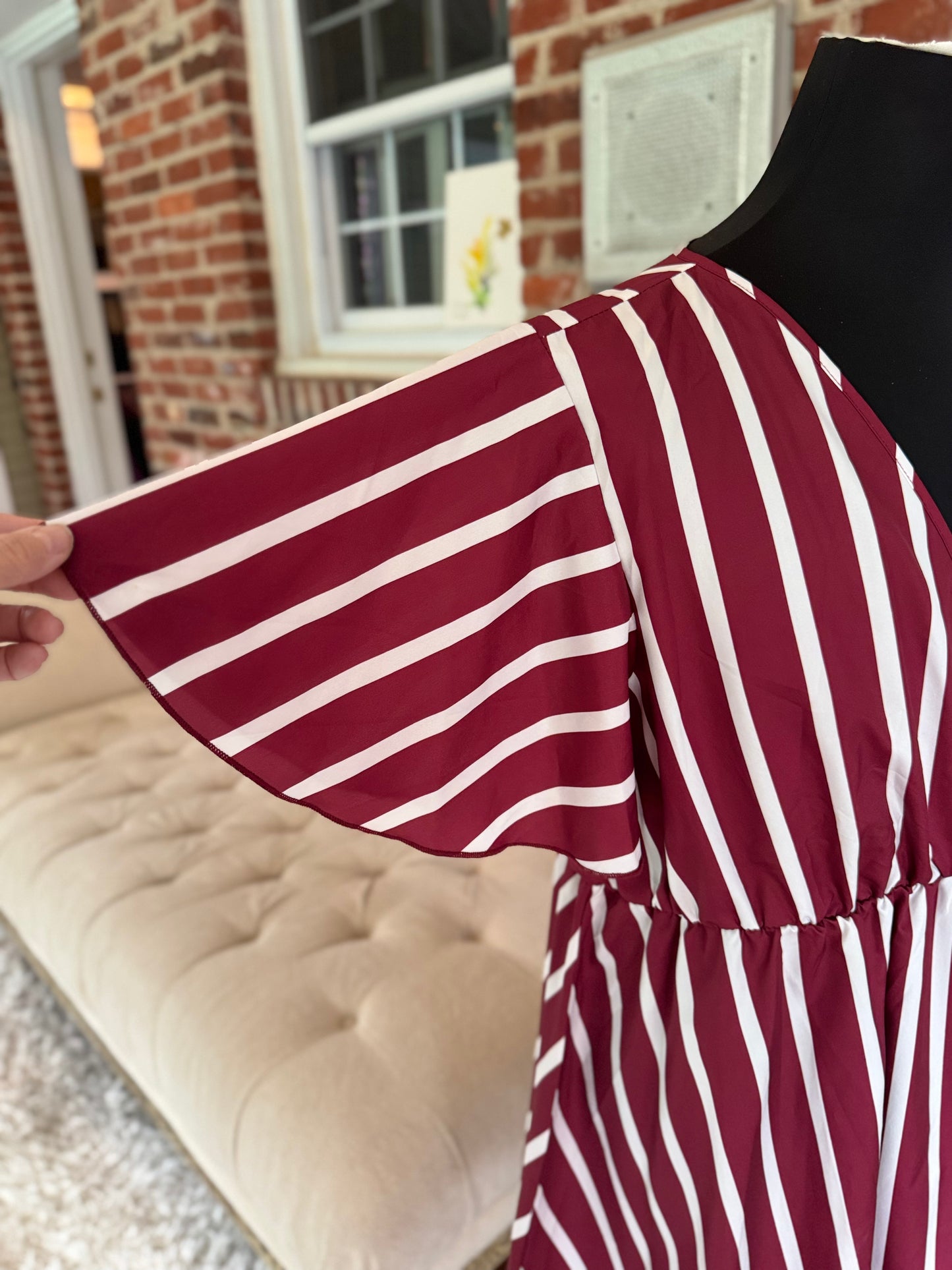 Amazon Chic Brown Pinstripe Dress – Confidence in Every Stitch, 3X