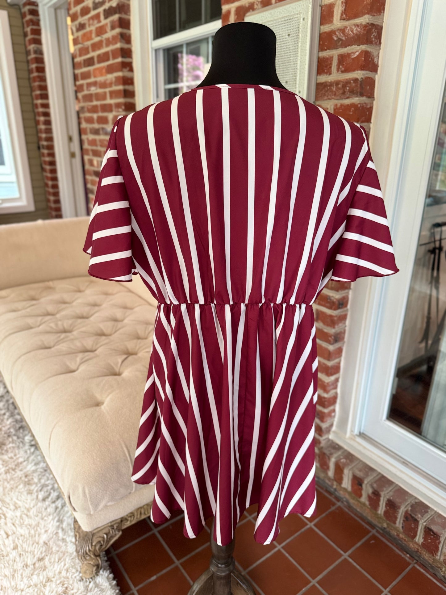 Amazon Chic Brown Pinstripe Dress – Confidence in Every Stitch, 3X