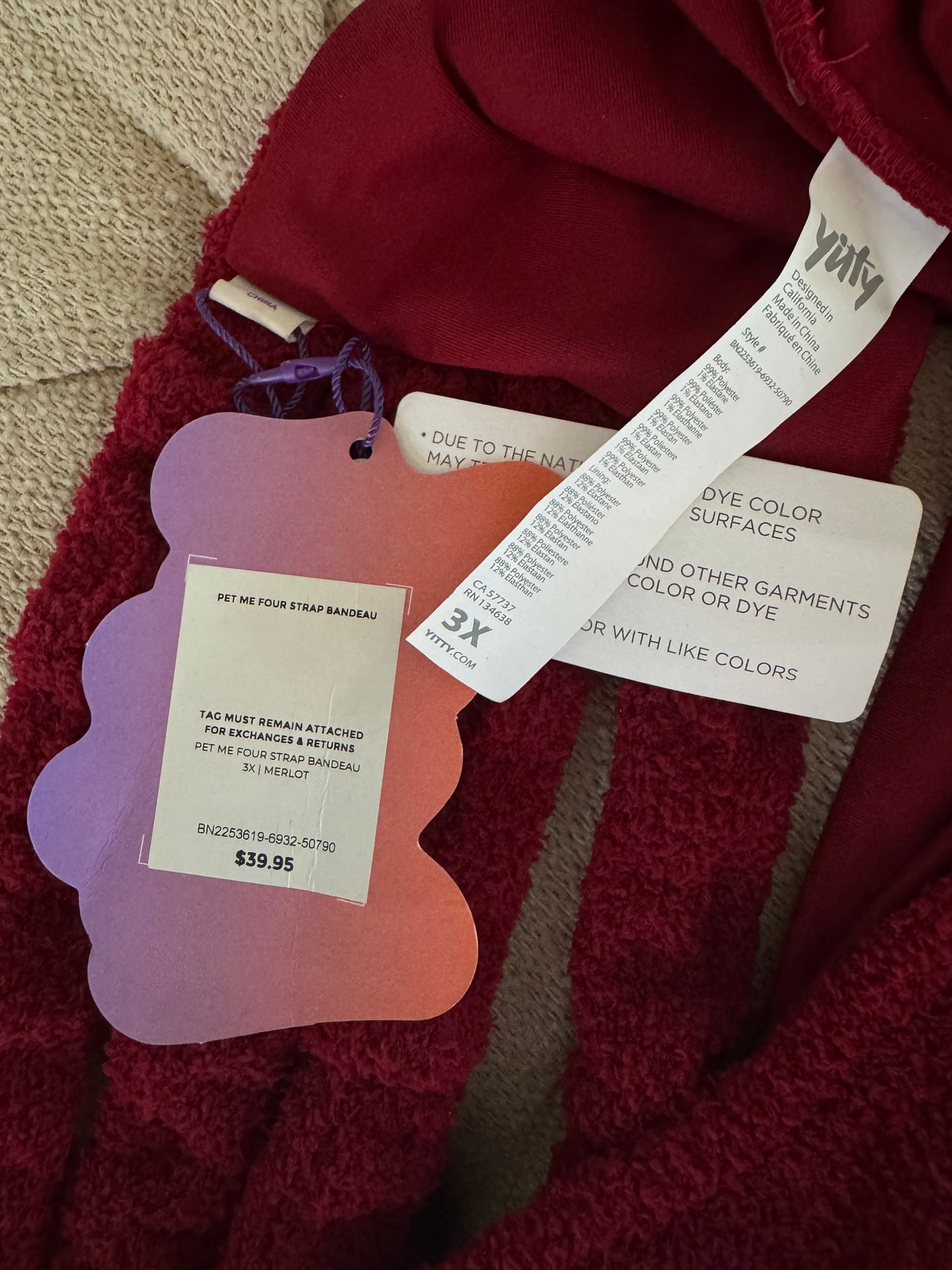 Yitty Terrycloth Luxe Red Tube Top – 3X (NWT) – Fun & Flirty Style